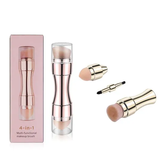 Vier-in-Eins-Kombinations-Make-up-Pinsel, klein und exquisit, Kosmetikpinsel mit individuellem Logo, tragbares Make-up-Pinsel-Set für unterwegs
