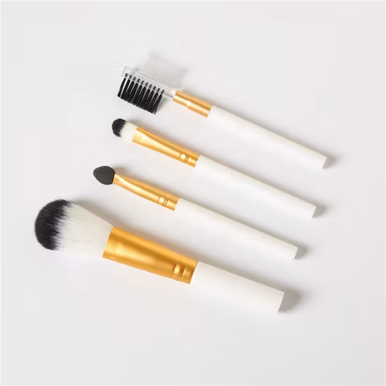 Werbeartikel Professionelles benutzerdefiniertes Logo 4PCS OEM Kostenlose Probe Personalisiertes veganes Luxus-Make-up-Pinselset aus synthetischem Bambusholz in Weiß