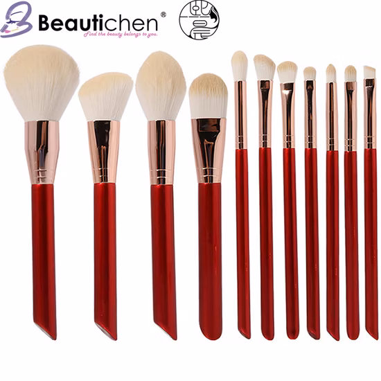 Beautichen Neues 11-teiliges Make-up-Pinselset mit rotem Holzgriff