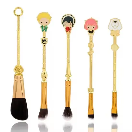 Anime-Serie 5-teiliges Make-up-Pinsel-Set mit Metallgriff, kosmetische Werkzeuge, niedrige Mindestbestellmenge