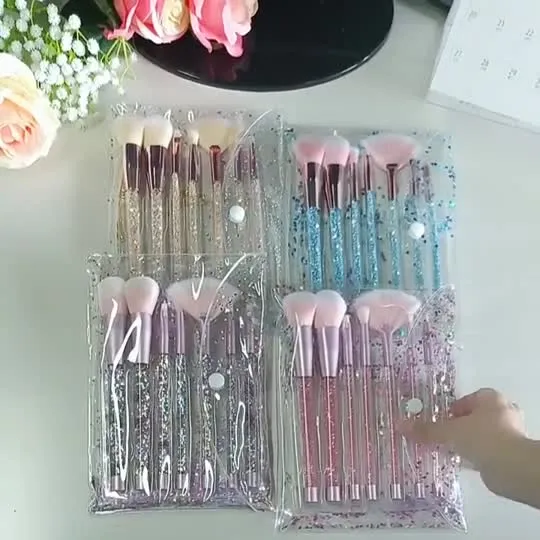 Modische personalisierte leere Kristallgriff Make-up-Pinsel Pfauenblau Private Label Büsche Kosmetik Make-up-Pinsel-Set