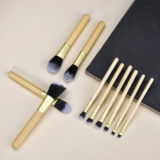 Holzgriff Kunsthaar Kosmetik Make-up Rouge Kit Make-up Pinsel Set für Gesicht Lidschatten