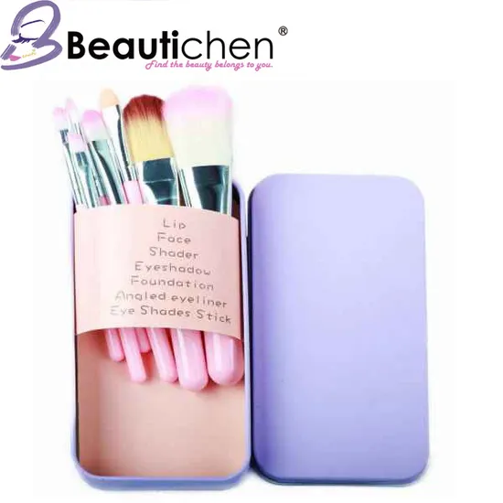 Beautichen Mini auf Lager Großhandel Heißer Verkauf Schöne Rosa Make-Up Pinsel 7 PCS Pinsel eine Box Make-Up Pinsel Set Synthetische Make-Up Pinsel Set